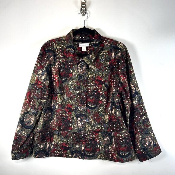 Christopher & Banks Women Multi Colored Snap Front Long‎ Sleeve Jacket XL NWT - Picture 1 of 10